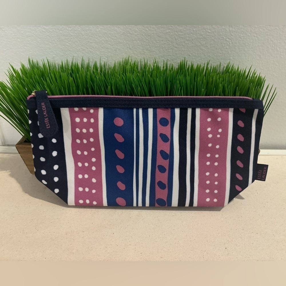 Estee Lauder Purple/Blue Print Cosmetic Bag